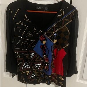 Black and Red Artistic Women's Top